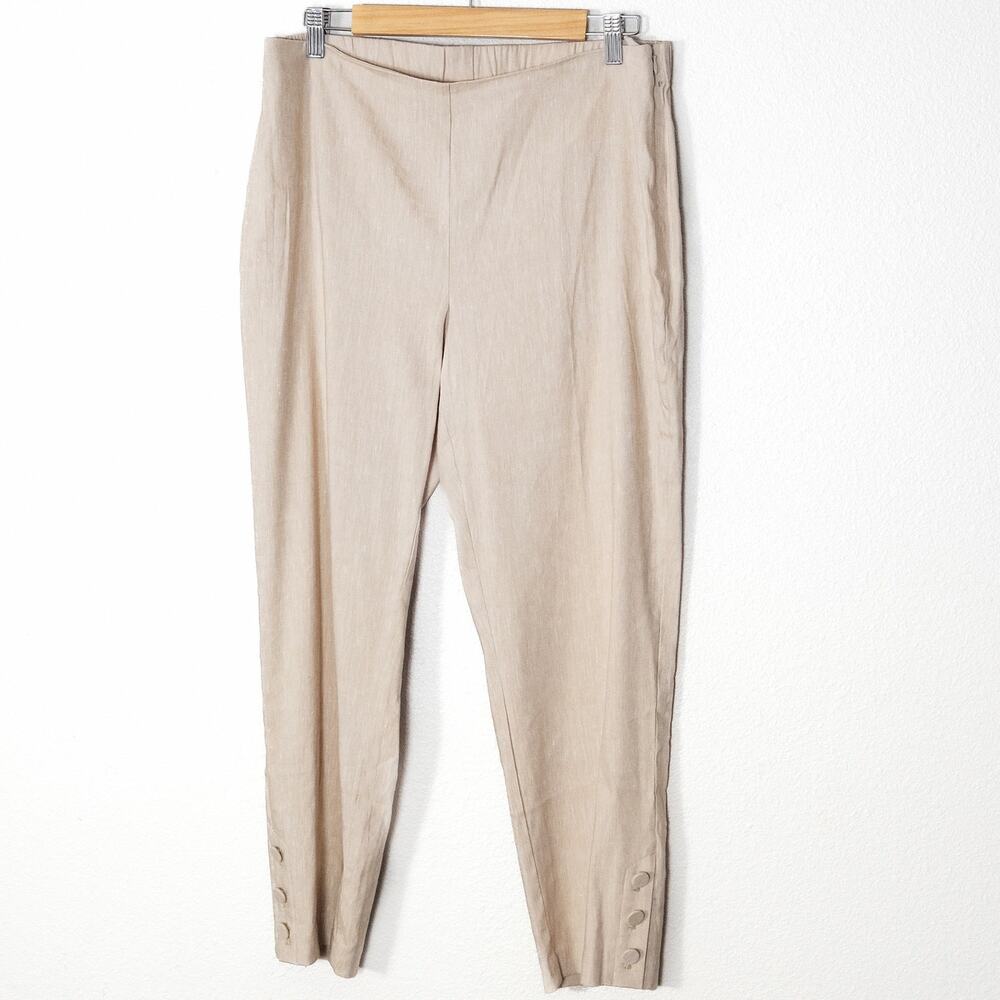 J.Jill Linen Blend Pants M Tan Minimalist Eurocore Mediterranean Travel